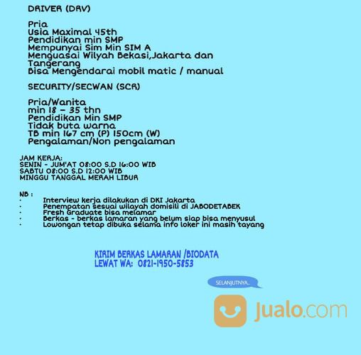 Loker Jabodetabek 2021