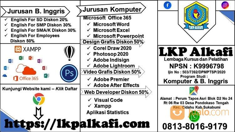 LKP ALKAFI Kursus Komputer Dan Bahasa Inggris ( Berizin, Berkualitas Dan Bersertifikat ). - Sukabumi
