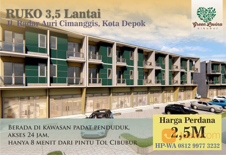Ruko Pinggir Jalan Radar Auri Depok, Zona Komersil, Dekat Tol Cibubur