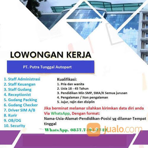 INFO LOWONGAN KERJA TERBARU PERKANTORAN DAN PERGUDANGAN