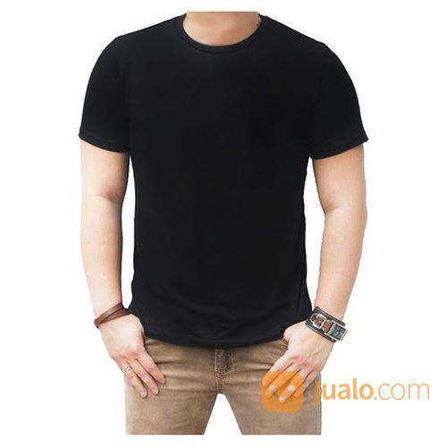 Kaos Polos Cotton Combed 30s O-Neck PREMIUM Warna Hitam Size L