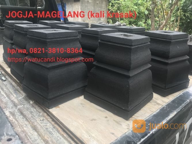 Pengrajin Umpak Polos Garis Batu Asli