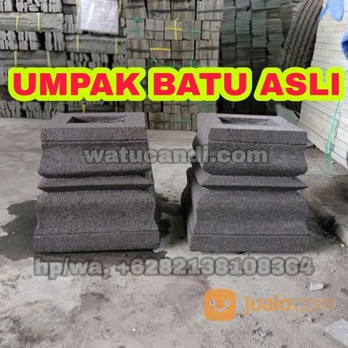 Pengrajin Umpak Polos Garis Batu Asli