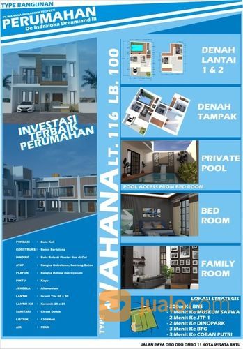 Rumah Mewah Tanpa Bunga Belakang Parkiran BNS Kota Batu Malang Jatim (SHM)