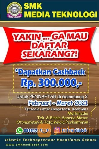 DAPATKAN BEASISWA PENDAFTARAN SMK MEDIA TEKNOLOGI T.P. 2021/2022