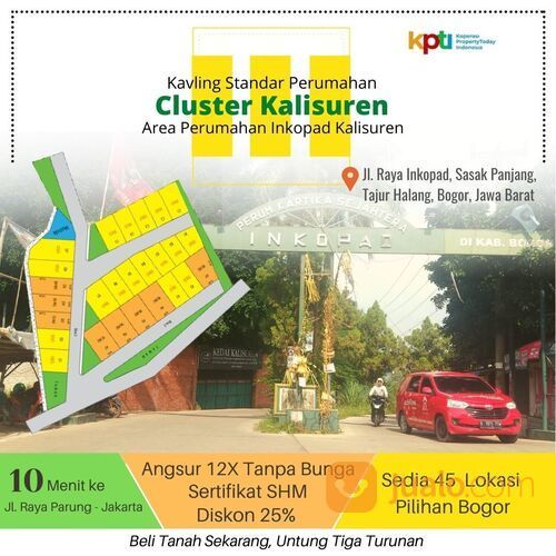 Kapling Tanah Murah Bogor Area Strategis Perumahan Inkopad Kalisuren