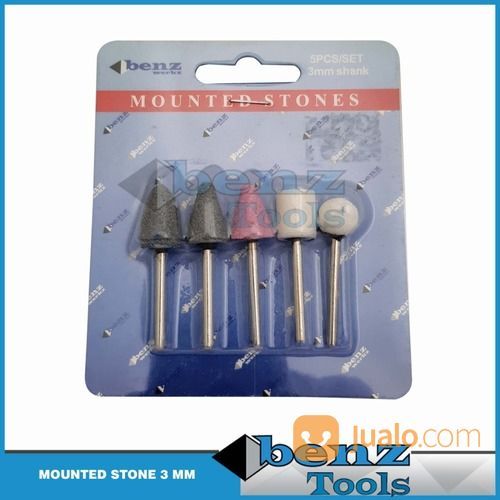 Batu Osco 3mm X 5pcs / Mounted Stone Set 5pcs / Batu Gerinda Tangkai Benz