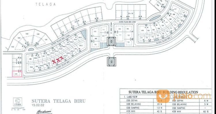 Kavling 16jt/M2 Nego Type 20x30 Sutera Telaga Biru Alam Sutera
