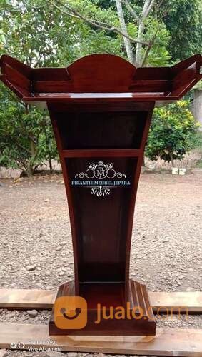 Podium Pidato Minimalis Kayu Jati
