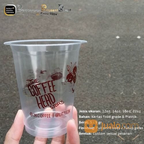 Sablon Gelas Plastik - Gelas Paper, Bisa Custom Design Dan Ukuran