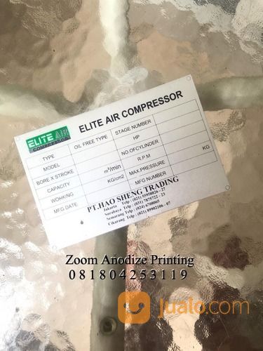 Pembuatan Label Mesin, Label Forklift,Label Genset, Menggunakan Aluminium, Stainless Jabodetabek