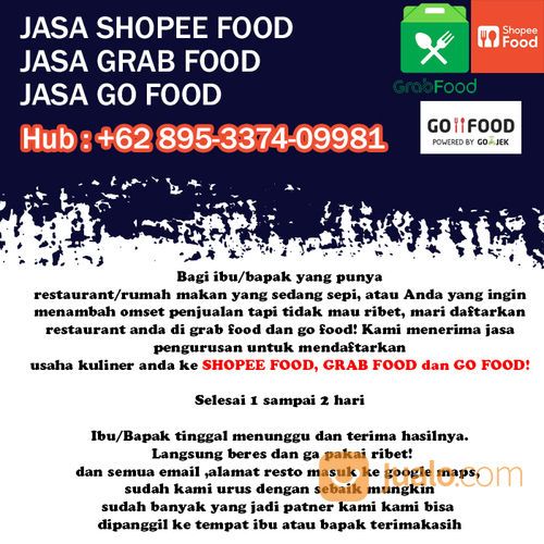 Jasa Daftar Shopee Food Grab Food
