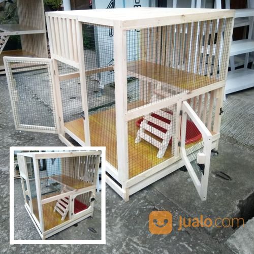 Kandang Kucing Kayu Mini Plus Litter Box Rumah Kucing Kayu Tipe 60