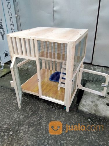 Kandang Kucing Kayu Mini Plus Litter Box Rumah Kucing Kayu Tipe 60