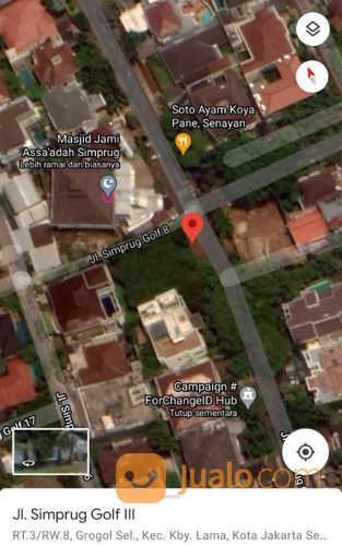 Kavling Luas Hoek Jl. Simprug Golf Jakarta Selatan 67jt/M2