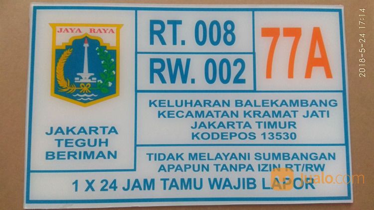 Nomor Rumah Perumahan Atau Desa Untuk 1 RT / RW Murah