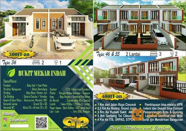 Rumah Murah Dua Lantai Lokasi Dekat Jalan Tol Cileunyi View Bandung Bonus Pagar.