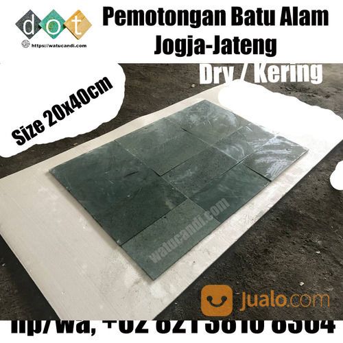 Ukuran 20x40 Green Stone Tile Batu Alam Kolam Renang Hijau Sukabumi Zeolit