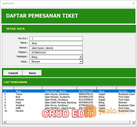 SOURCE CODE VBA EXCEL (CRUD)