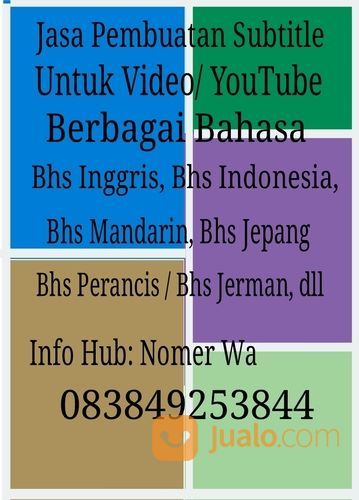 Jasa Pembuatan Subtitle / Terjemahan YouTube/ Video / Film Berbagai Bahasa