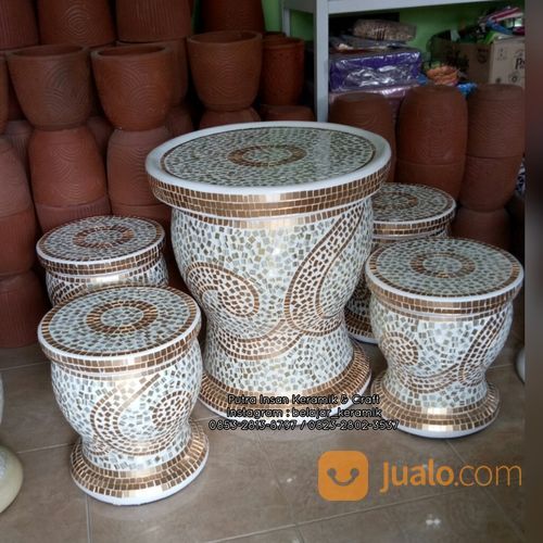 Meja Kursi Keramik Gerabah Kasongan Jogja Unik Dqn Cantik