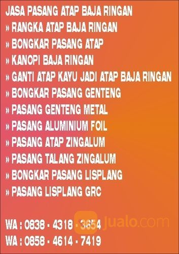 Jasa Pasang Atap Baja Ringan Di Kota Cirebon Wa 0838 4318 3654