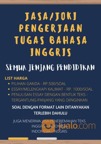 JASA/JOKI PENGERJAAN TUGAS BAHASA INGGRIS