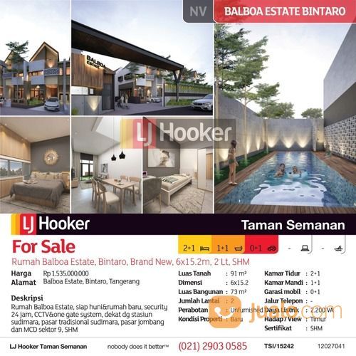 Rumah Balboa Estate, Bintaro, Brand New, 6x15.2m, 2 Lt, SHM