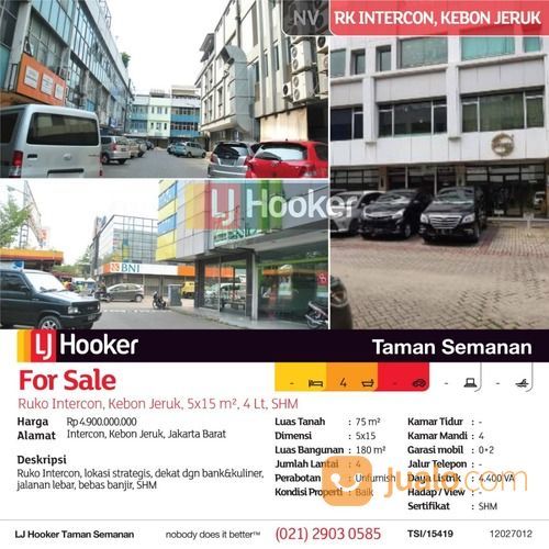 Ruko Intercon, Kebon Jeruk, 5x15 M, 4 Lt, SHM