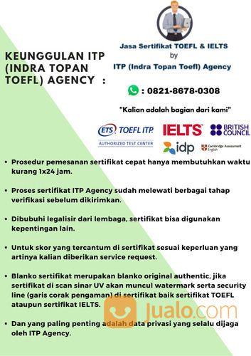 Jasa Toefl Itp Dan Ielts Resmi
