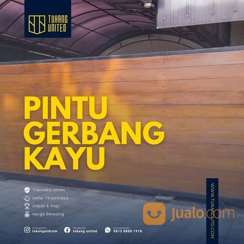 Pintu Pagar Kayu Frame Besi Hollow Galvanis