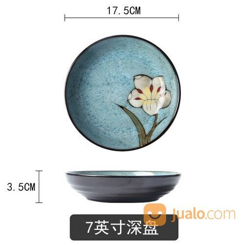 Piring Jepang Bahan Keramik Motif White Flower |Hand Painted Orchid