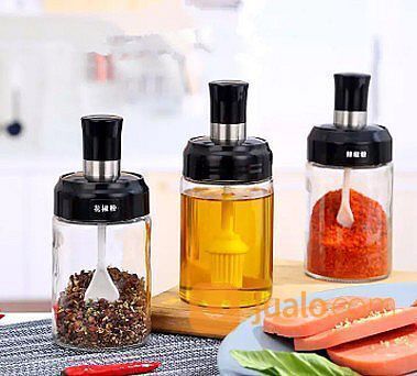 Botol Bumbu Dapur Kaca Toples Tempat Garam Minyak Merica Saus Wadah