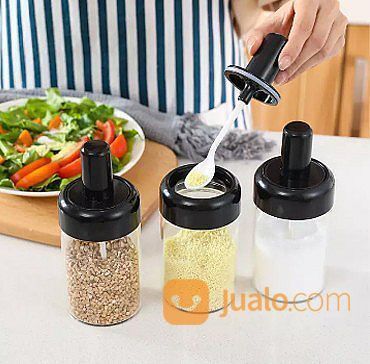 Botol Bumbu Dapur Kaca Toples Tempat Garam Minyak Merica Saus Wadah