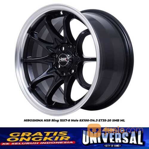 Velg Mobil HSR Ring 15 Hiroshima R15 Pcd 4x100 4x1143 Pelek Ce28 Concave