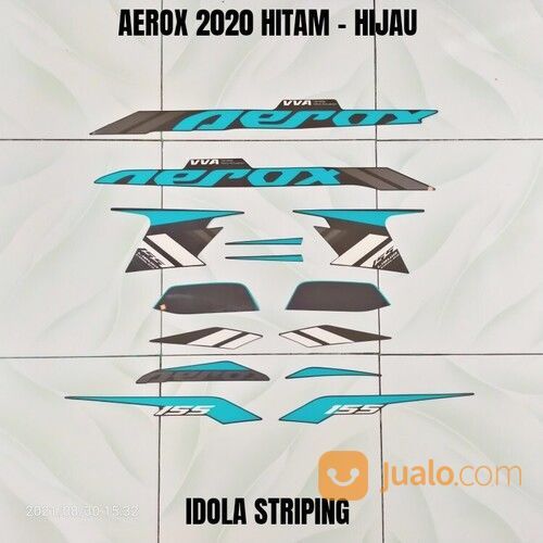 Striping Aerox 2020 Hitam - Hijau Ori