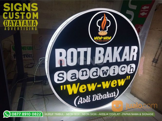 Shop SIgn - Neon Box Bulat Minimalis Bahan Full Akrilik