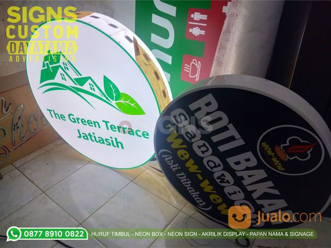 Shop SIgn - Neon Box Bulat Minimalis Bahan Full Akrilik