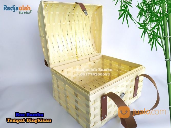 Kerajinan Bambu | Box Bambu Model Peti Tempat Parcel Uk. 40x25x20cm