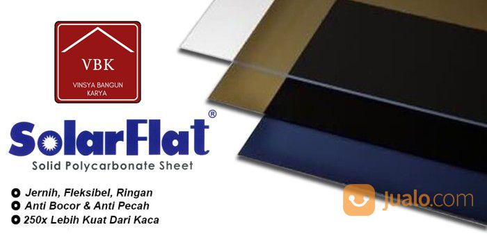 Atap Polycarbonate SolarFlat / Solartuff Solid Tebal 1,2 Mm