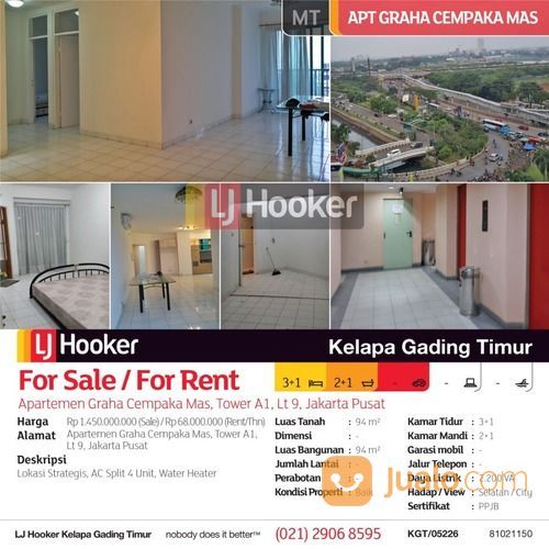 Apartemen Graha Cempaka Mas Tower A1, Lantai 9 Jakarta Pusat