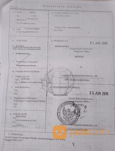 Tanah 31,7 Are, Jl. Raya Tengah I, Umalas Tegal Cupek Kerobokan