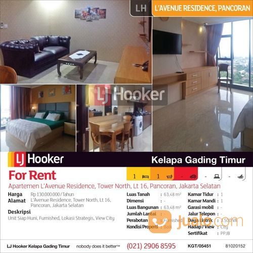 Apartemen L'Avenue Residence Tower North, Lantai 16 Pancoran, Jakarta Selatan
