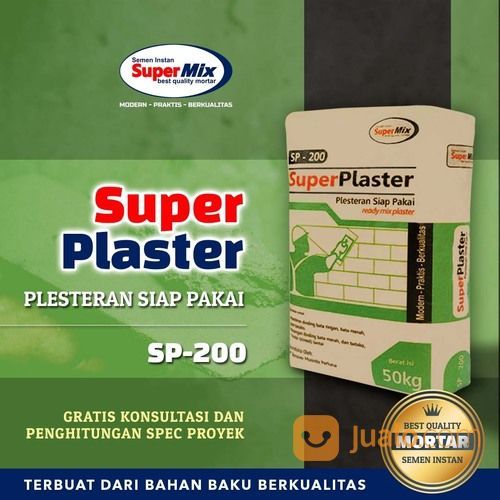 Semen Mortar Instan Supermix Superplester Sp-200 Plester Dinding Anti Retak Keropos Termurah