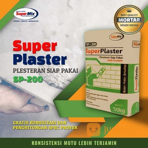 Semen Mortar Instan Supermix Superplester Sp-200 Plester Dinding Anti Retak Keropos Termurah
