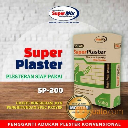 Semen Mortar Instan Supermix Superplester Sp-200 Plester Dinding Anti Retak Keropos Termurah