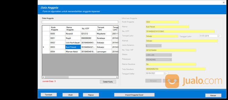 Aplikasi Administrasi Koperasi Simpan Pinjam - Full Version Original