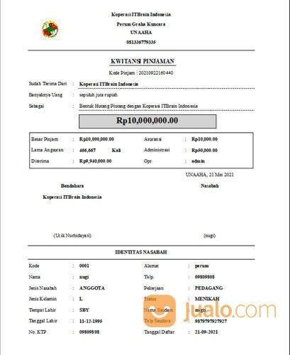 Aplikasi Administrasi Koperasi Simpan Pinjam - Full Version Original