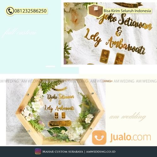 Hiasan Pigura Mahar Pernikahan Rustic