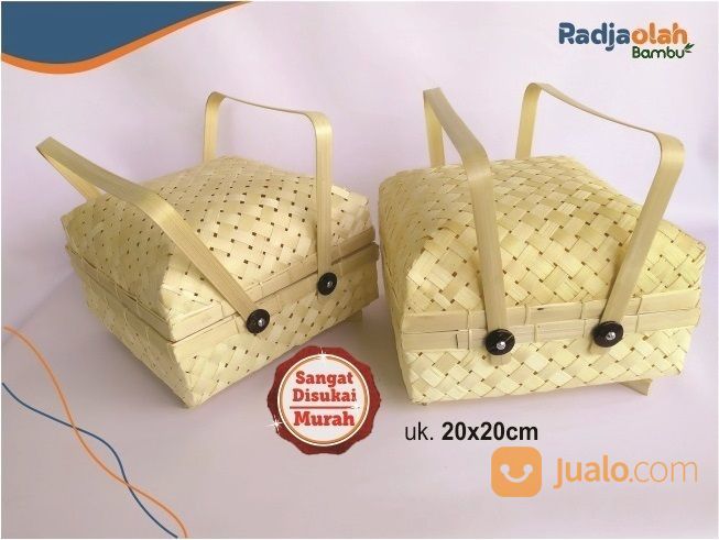 Kerajinan Bambu | Besek Kaki/Sokase Bambu Jinjing Ukuran 20x20cm